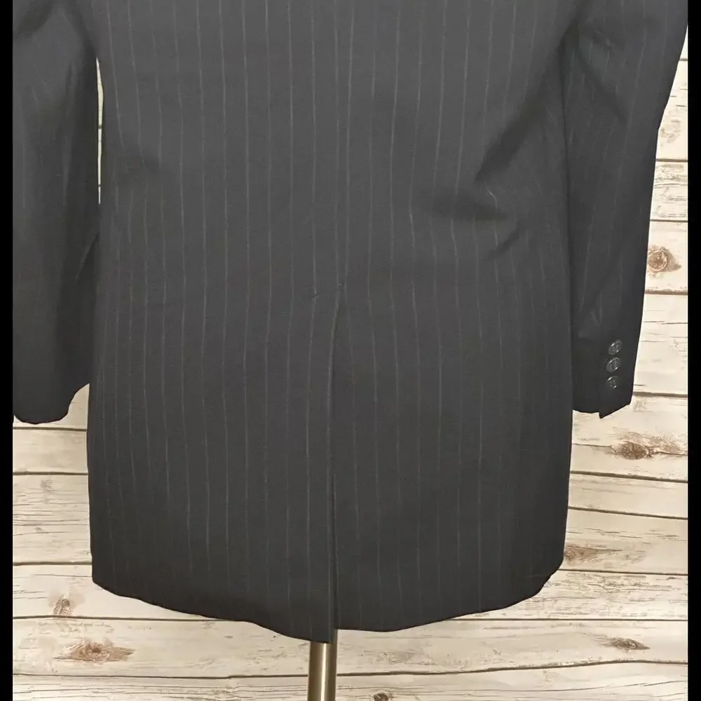 Vintage Brooks Brothers navy blue pinstriped single-breasted blazer Size 44L